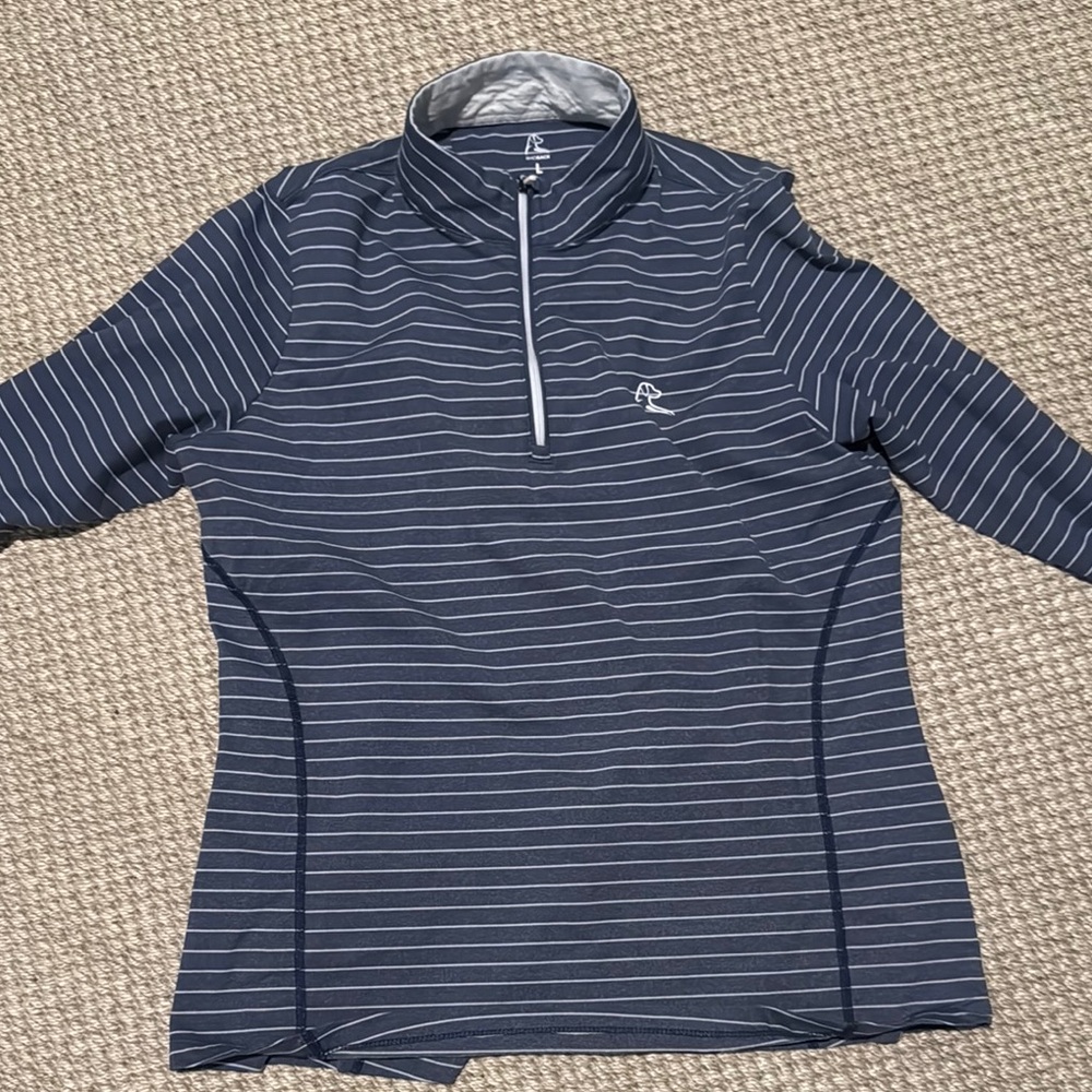 Rhoback Striped Navy Quarter-Zip Pullover